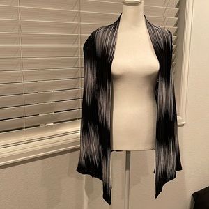 Always Indigo, black & white cardigan, L